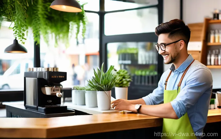 스몰 데이터 분석 접근법의 변화 - **Prompt for personalized cafe experience:**
"A cozy, brightly lit modern cafe in a lively urban...