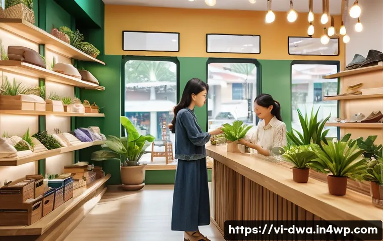 스몰 데이터 활용의 효과적인 사례 공유 - A cozy Vietnamese boutique clothing store interior with shelves displaying diverse apparel, a friend...