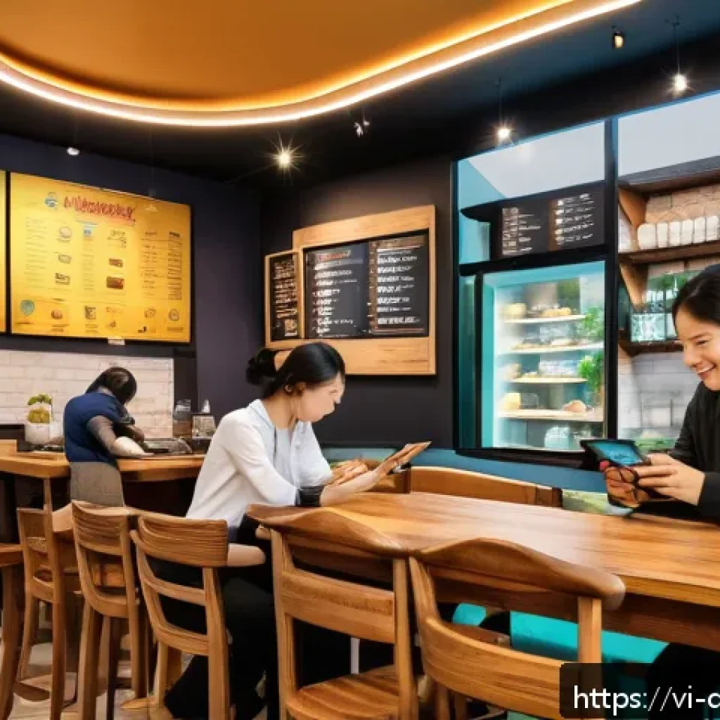 스몰 데이터와 산업별 응용 사례 - A cozy Vietnamese local coffee shop interior bustling with diverse customers in casual attire, each ...