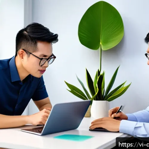 Home 30 스몰 데이터 활용을 위한 시나리오 분석 - A modern Vietnamese small business office setting with a diverse team of professionals analyzing det...
